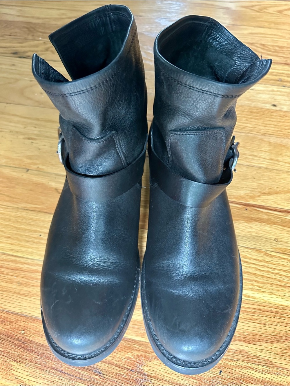 Frye women’s short black leather ankle boots